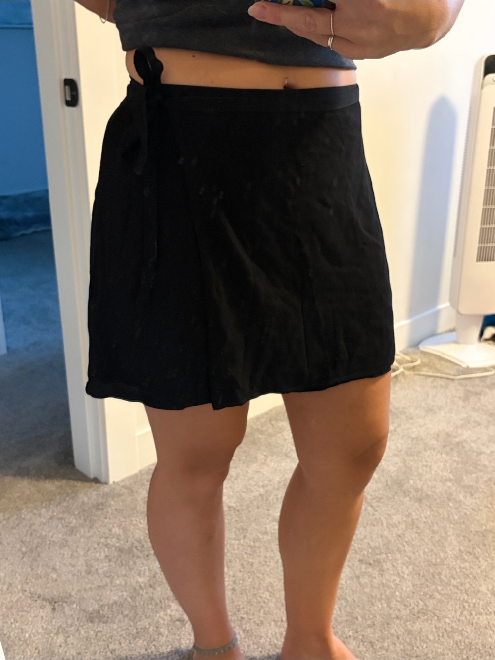 Sunday Best Black Wrap Tie Mini Skirt